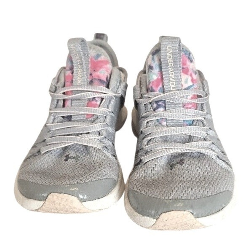 Under Armour Girls Sneaker Size 12 Kids Grey Floral Running Shoes Multicolor